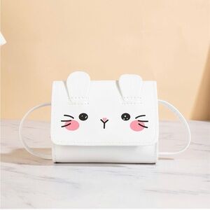 White Bunny Face Crossbody Bag with Pink Cheeks